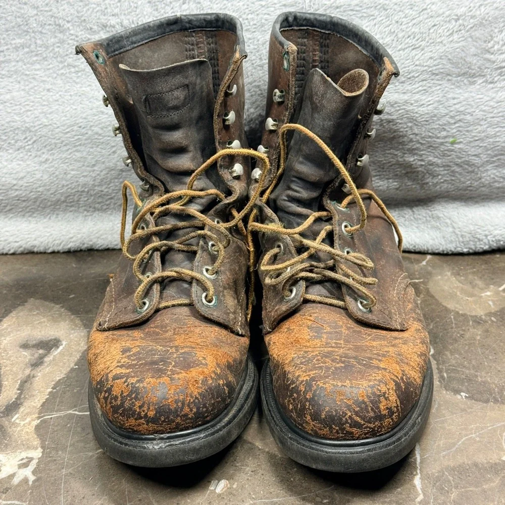 Vintage Red Wing SuperSole Boots Men 10 Brown Leather Made In USA Distressed